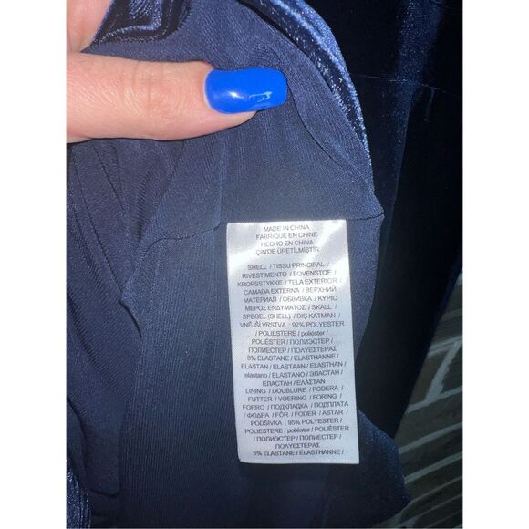 Lauren Ralph Lauren NWT crushed Valore Velvet navy blue wrap dress sz 16 - Picture 9 of 9